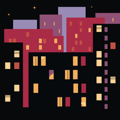 Night city vector minimal illustration