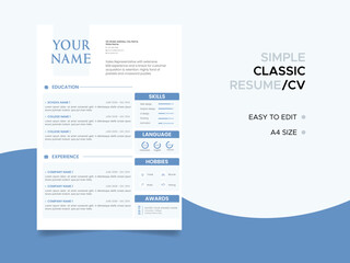 Resume template. Cv professional or designer jobs resumes. Work in best corporate. Professional job hiring list, business work hr interview document vector illustration