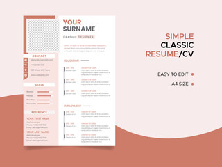 Resume template. Cv professional or designer jobs resumes. Work in best corporate. Professional job hiring list, business work hr interview document vector illustration