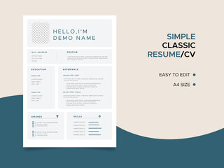 Resume template. Cv professional or designer jobs resumes. Work in best corporate. Professional job hiring list, business work hr interview document vector illustration