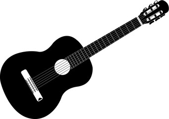 Obraz na płótnie Canvas Vector image (silhouette, icon) of a musical instrument - guitar (classical)