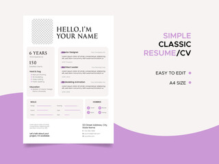 Resume template. Cv professional or designer jobs resumes. Work in best corporate. Professional job hiring list, business work hr interview document vector illustration