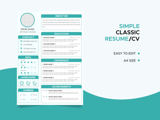 Resume template. Cv professional or designer jobs resumes. Work in best corporate. Professional job hiring list, business work hr interview document vector illustration