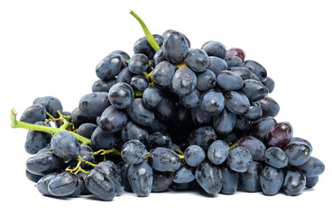 Ripe blue grapes on a white isolated background, wine grapes