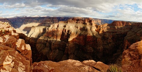 Grand Canyon in Arizona, USA, seen from the Skywalk, on cloudy winter day
