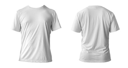 Blank white clean t-shirt mockup, isolated, front view. Empty tshirt model mock up. Clear fabric...