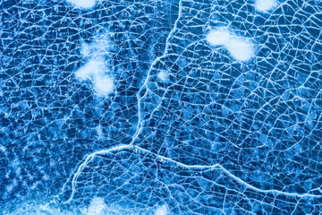 view of frozen lake. Ice from drone view. Background texture concept.