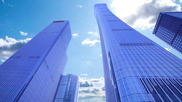 Look up at tall buildings ，City Building