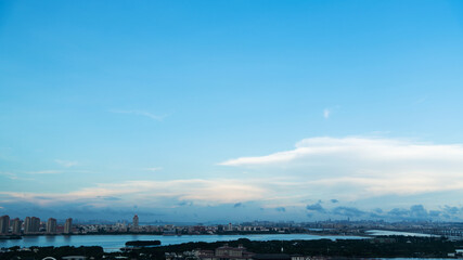 Fototapeta premium Seaside city under blue sky