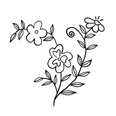 Wildflower line doodle isolated 