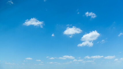 White clouds are in the blue sky