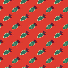Hand drawn strawberries wallpaper.Doodle strawberry seamless pattern. Fruits backdrop.