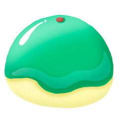 Green Chinese cake cartoon illustration 