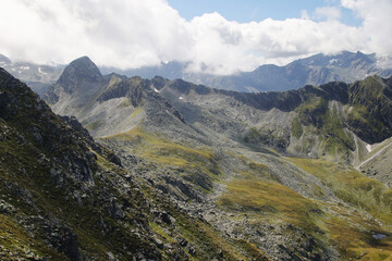 Obraz premium Panorama of Gastein valley from Graukogel mountain, Austria 