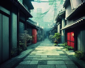 Obraz premium Alleyway between Japanese street houses of Kyoto