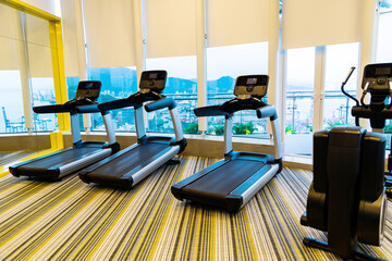 Modern gym with sport machines