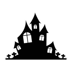 halloween theme horror house silhouette design, great for halloween theme, vector illustration design