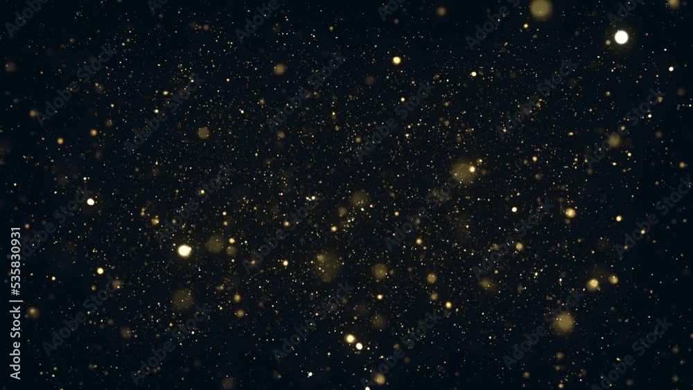 Poster particles floating in fluid space background/ 4k animation of an abstract backgroud with floating pa