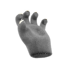 3d furry wolf hands in plastic cartoon style. Catch fingers  gesture. Werewolf monster Halloween character palms. High quality isolated render