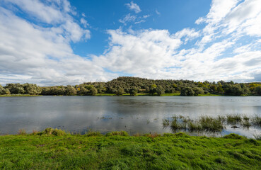 Landscape of the Dniester river in autumn day