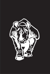 Vector illustration of rhino isolated on black background,african animal	
