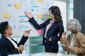 Asia business meeting consultations new project presentation meeting of business people in the company's meeting room.