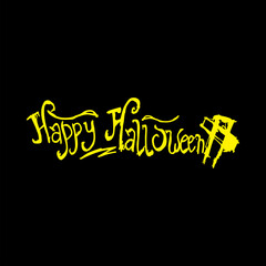 Happy Halloween typography text in horror and creepy style, suitable for Halloween design