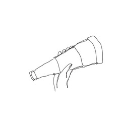 continuous line drawing telescope illustration vector isolated