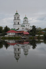 The Church of the Descent of the Holy Spirit. Reflection in the lake