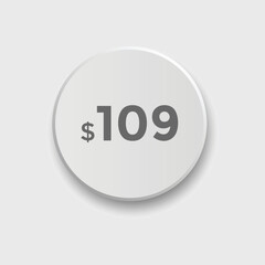 $109 USD Dollar Month sale promotion Banner. Special offer, 109 dollar month price tag, shop now button. Business or shopping promotion marketing concept
