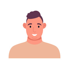 Fototapeta premium Overweight guy in beige t-shirt. Male character icon. Vector flat illustration.