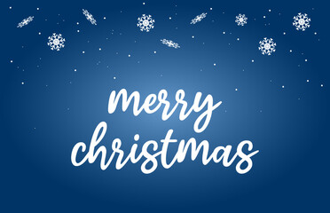 Naklejka na ściany i meble merry christmas lettering with snowflakes. Seasonal greeting card template. celebration holiday xmas. A calligraphic hand written inscription 