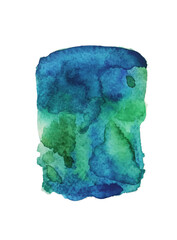 Colorful spot on isolated white. Colored stain. Watercolour splotch. Paint and ink smudges. Trendy label brush stroke background