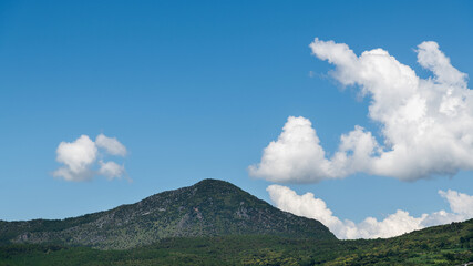 Landscape of blue sky and mountain