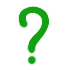 Question mark drawn by green spray paint on white background