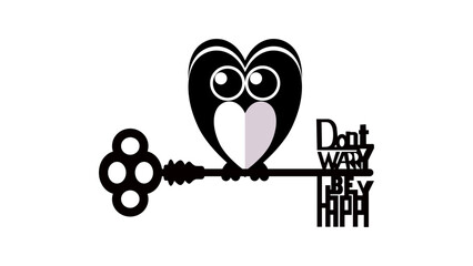 Obraz premium Owl with key , don't worry be happy