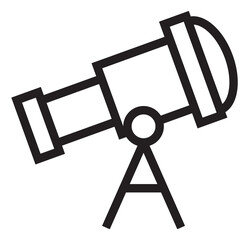 Telescope icon. Astronomy symbol. Space discovery device