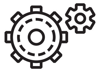 Cogwheel icon. Gear rotating together. Teamwork in process symbol