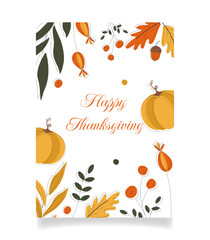 Happy thanksgiving card, freehand drawing.