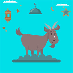 art icon illustration design concept goat sheep of eid adha mubarak ramadhan