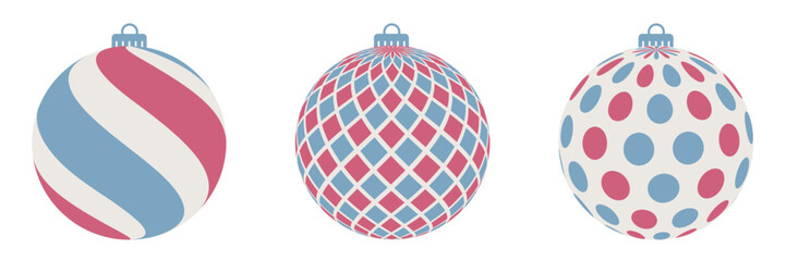 Set of Christmas vintage balls. . Vector illustration