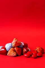 Heart poured milk chocolates, valentine's day special chocolate, love chocolate.