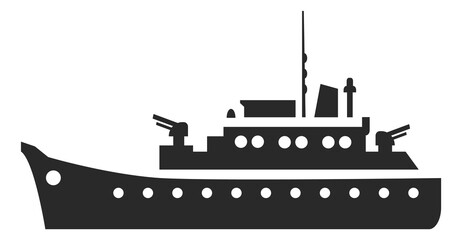 Warship icon. Military sea ship. Navy force patrol © MicroOne