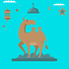 art icon illustration design concept camel sheep of eid adha mubarak ramadhan