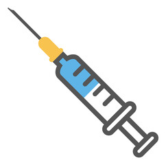 Syringe icon. Injection shot with medical needle. Vaccine symbol