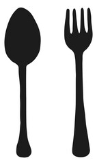 Spoon and fork. Dining food symbol. Cafe or restaurant sign