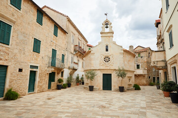 Church on a small square in Jelsa on the island of Hvar