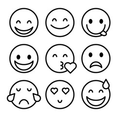 high quality icon set emoji vector monochrome 