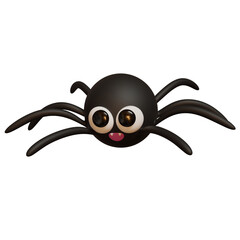 Araña de halloween, tierno y lindo con fondo transparente PNG. Ilustración 3D