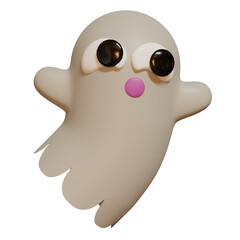 Fantasma de halloween, tierno y lindo con fondo transparente PNG. Ilustración 3D